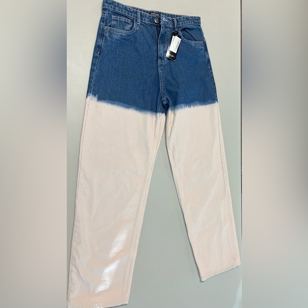 Nasty Gal Ombre Dip Dye Jeans High Waisted Straight Leg Pink US 8 NWT